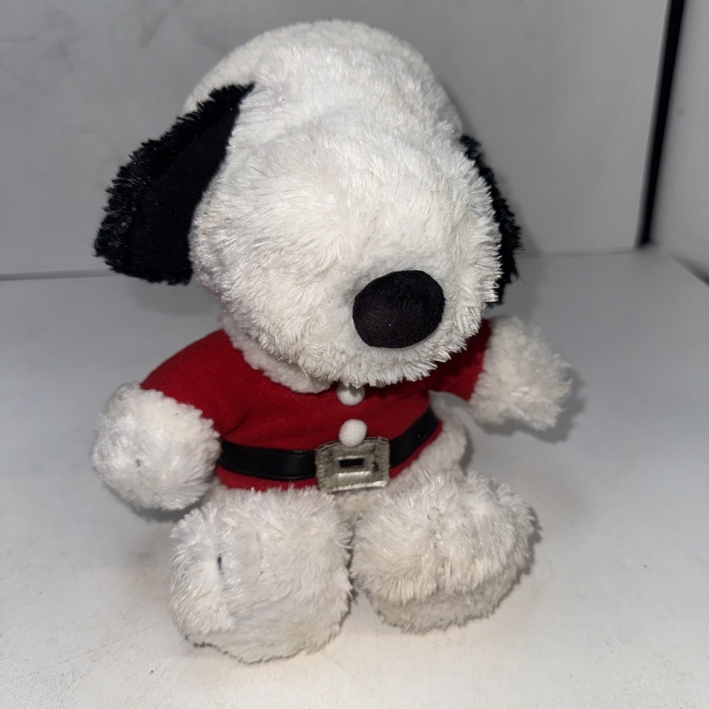 Hallmark Santa Christmas Snoopy 9" Fuzzy Plush Charlie Brown Peanuts